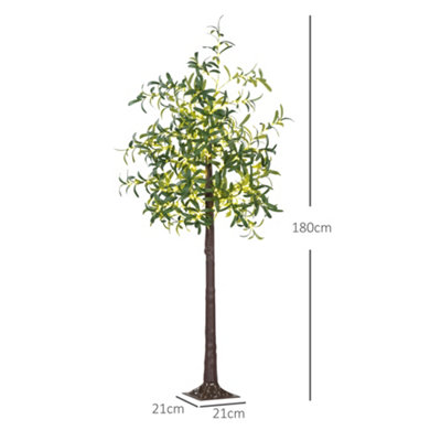 HOMCOM 180cm Olive Tree Light w/ 300 Warm White LED Lights Artificial Tree - 3