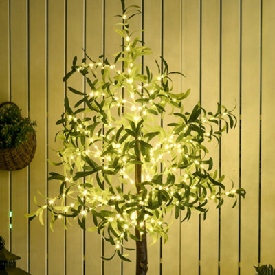 HOMCOM 180cm Olive Tree Light w/ 300 Warm White LED Lights Artificial Tree - 9