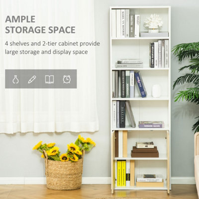 HOMCOM 2 Door 4 Shelves Bookcase Wooden Storage Cabinet Display Unit ...