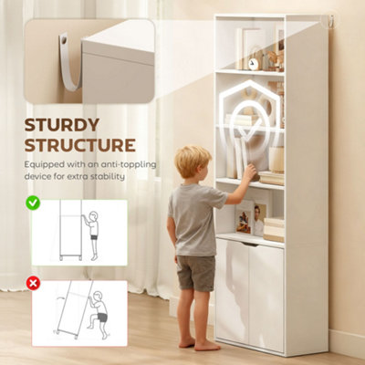 HOMCOM 2 Door 4 Shelves Bookcase Wooden Storage Cabinet Display Unit White