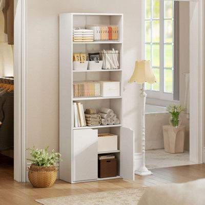 HOMCOM 2 Door 4 Shelves Bookcase Wooden Storage Cabinet Display Unit White