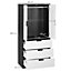 HOMCOM 2 Door Wardrobe White Wardrobe with 3 Drawer and Hanging Rod for Bedroom