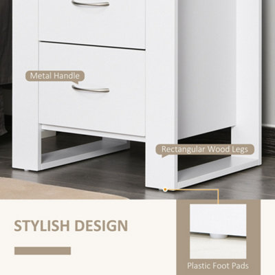 thumbnail image 2 of HOMCOM Walnut Brown Two-Drawer Herringbone Bedside Nightstand With Metal Handles 2 of 3