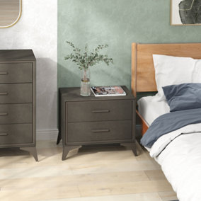 HOMCOM 2 Drawer Chest of Drawers, Fabric Dresser with Steel Frame, Brown