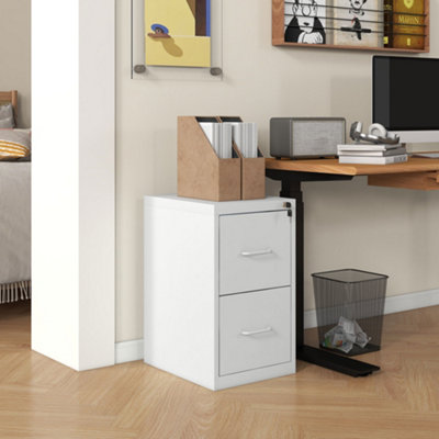 HOMCOM 2 Drawer Filing Cabinet Steel File Cabinet for A4 Letter Size Cream