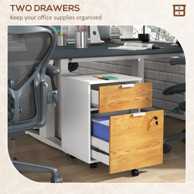 HOMCOM 2 Drawer Filing Cabinet with Adjustable Hanging Bars for A4 and Letter