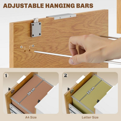 Desk Drawer HOMCOM 2 Drawer File Cabinet, Lockable Filing Cabinet With Adjustable Hanging Bar For M 565954