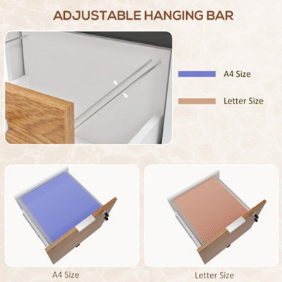 HOMCOM 2 Drawer Filing Cabinet with Adjustable Hanging Bars for A4 and Letter