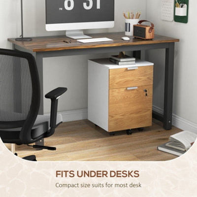 HOMCOM 2 Drawer Filing Cabinet with Adjustable Hanging Bars for A4 and Letter