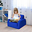 HOMCOM 2 In 1 Kids Armchair Sofa Bed Fold Out Padded Wood Frame Bedroom Blue
