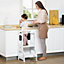 HOMCOM 2 in 1 Kids Kitchen Step Stool Helper with Safety Rail, White