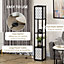 HOMCOM 2-Light Modern Floor Lamp with Shelves for Living Room, Bedroom, Black