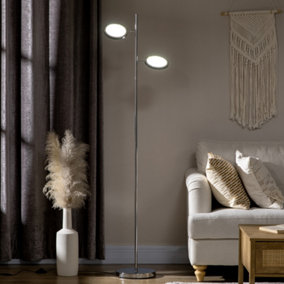 HOMCOM 2 Light Modern Floor Lamps for Living Room Bedroom with Adjustable Head