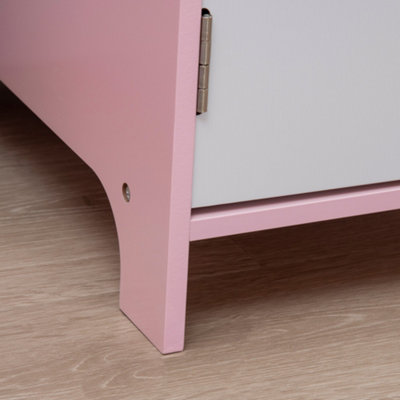 HOMCOM 2 PCs Childrens Table and Chair Set w/ Whiteboard Storage - Pink