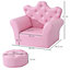 HOMCOM 2 PCS Kids Sofa and Ottoman Child Size Armchair for Girls Age 3 -5 Pink