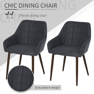 HOMCOM 2 Pieces Dining Chair with Sponge Padding Metal Leg for Home Office