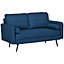 HOMCOM 2 Seater Sofa 143cm Modern Fabric Couch Back Cushions and Pillows, Blue