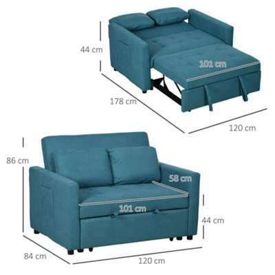 Teal deals convertible sofa