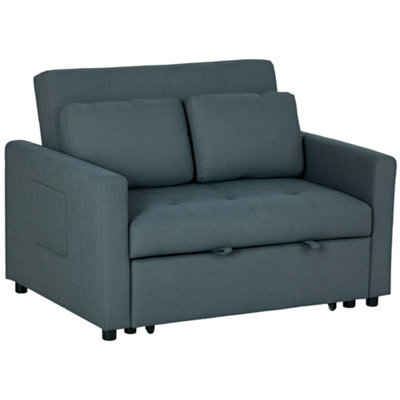 HOMCOM 2 Seater Sofa Bed Convertible Bed Settee with Pillows, Grey