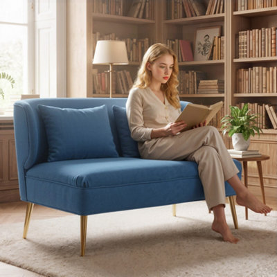 HOMCOM 2 Seater Sofa, Small Sofa with Wing Back, Thick Seat, Dark Blue