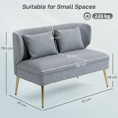 HOMCOM 2 Seater Sofa, Small Sofa with Wing Back, Thick Seat, Light Grey