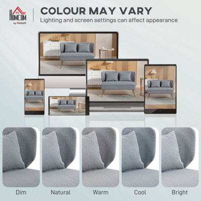 HOMCOM 2 Seater Sofa, Small Sofa with Wing Back, Thick Seat, Light Grey