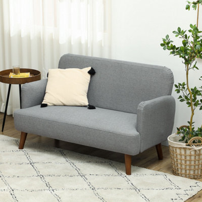 HOMCOM 2 Seater Sofa with 21cm Thick Padding and Wood Legs, Grey