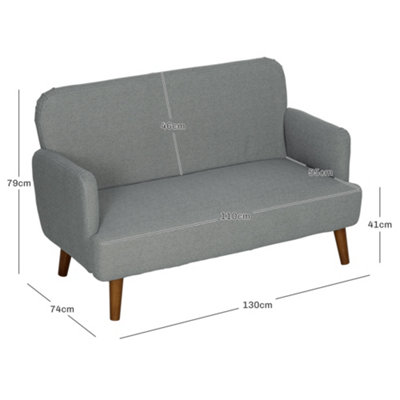 HOMCOM 2 Seater Sofa with 21cm Thick Padding and Wood Legs, Grey
