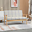 HOMCOM 2 Seater Sofa with Rubber Wood Frame Linen Fabric Love Seat Small Couch