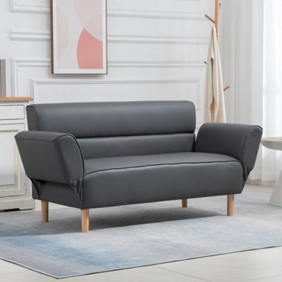HOMCOM 2 Seater Sofas Small Couch Love Seat with Adjustable Armrest Grey