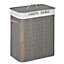 HOMCOM 2 Section Collapsible Laundry Hamper Lid Removable Lining, Grey