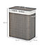 HOMCOM 2 Section Collapsible Laundry Hamper Lid Removable Lining, Grey
