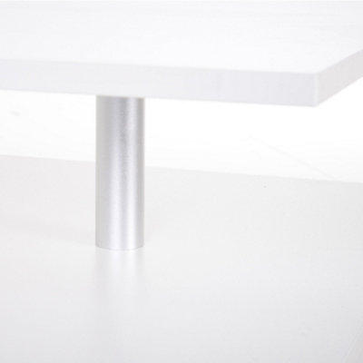 HOMCOM 2 Tier Coffee/End Table Modern Design w/Open Shelf Living Room White