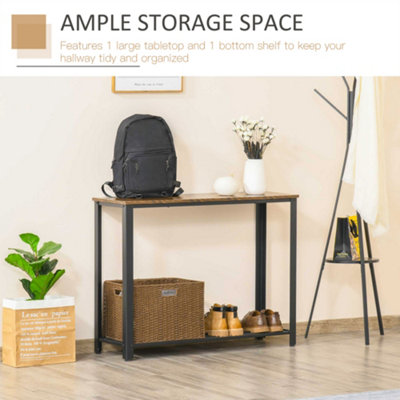 HOMCOM 2-Tier Console Table Side Table w/ Mesh Shelf Entryway Hallway ...