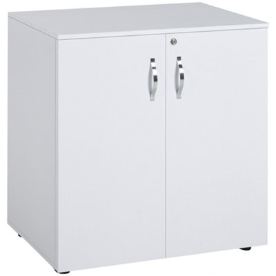 HOMCOM 2-Tier Locking Office Storage Cabinet File Organisation w/ 2 Keys White