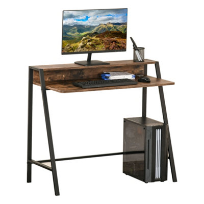 Wood and metal store desk mainstays