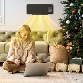 HOMCOM 2000W Wall Mounted Ceramic Heater with Remote Control for Home Black