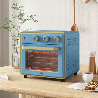 HOMCOM 20L Mini Oven with Adjustable Temperature, 60 Min Time 1400W, Blue
