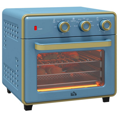 HOMCOM 20L Mini Oven with Adjustable Temperature, 60 Min Time 1400W, Blue