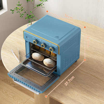 HOMCOM 20L Mini Oven with Adjustable Temperature, 60 Min Time 1400W, Blue