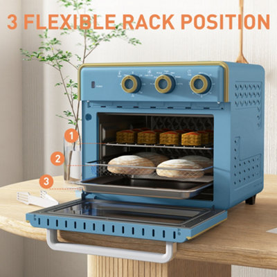 HOMCOM 20L Mini Oven with Adjustable Temperature, 60 Min Time 1400W, Blue