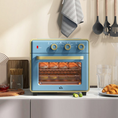 HOMCOM 20L Mini Oven with Adjustable Temperature, 60 Min Time 1400W, Blue