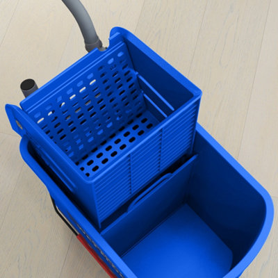 HOMCOM 20L Mop Bucket with Wringer Handle on Wheels for Floor Cleaning Blue