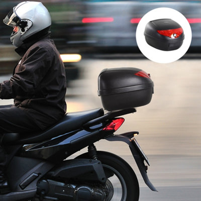 thumbnail image 2 of 42L Black Motorcycle Trunk With Backrest & Light – Universal For Harley, Yamaha, Honda Cruisers 2 of 4