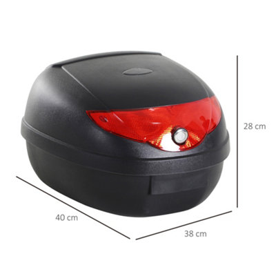 HOMCOM 24L Motorcycle Trunk Tail Box Luggage Case with Two Keys and Plate