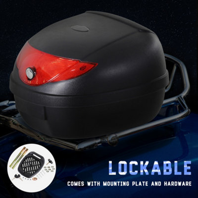 HOMCOM 24L Motorcycle Trunk Tail Box Luggage Case with Two Keys and Plate