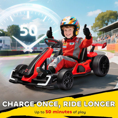 HOMCOM 24V Electric Go Kart for Kids with Music, Horn Honking, Slow Start