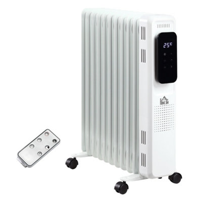 HOMCOM 2500W Oil Filled Radiator Heater w/ 3 Heat Settings Remote ...