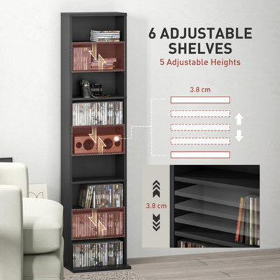 HOMCOM 260 CD Storage Unit 120 DVD Storage Tower with 9 Compartments Black