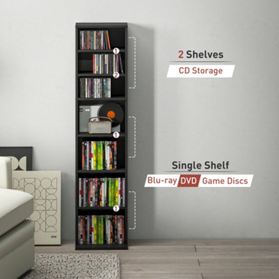 HOMCOM 260 CD Storage Unit 120 DVD Storage Tower with 9 Compartments Black
